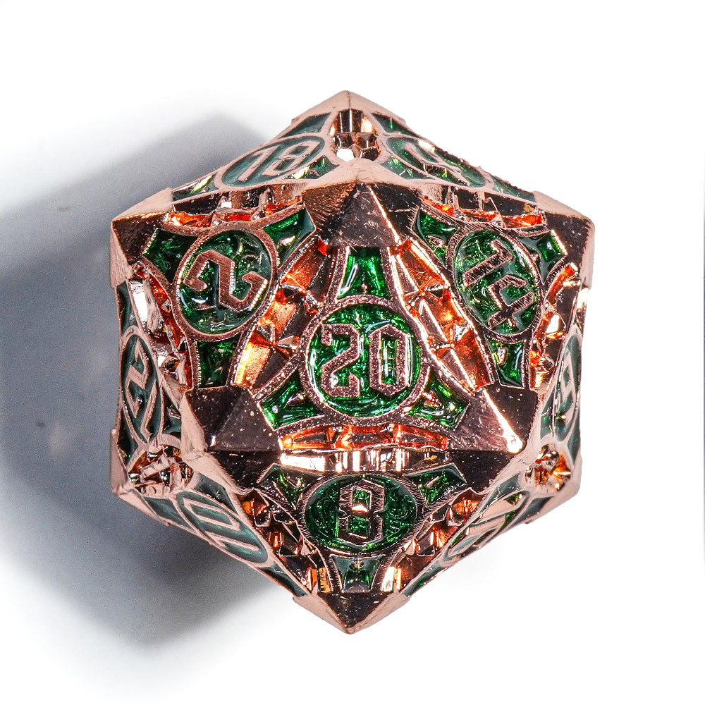 Metal RPG Dice: Titansteel - Gold/Green (Mimic Dice)