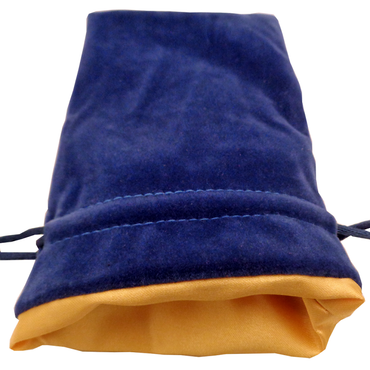 Small Velvet Dice Bag: Blue with Gold Satin