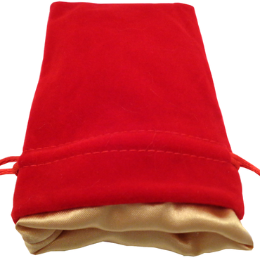Small Velvet Dice Bag: Red with Gold Satin