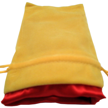 Small Velvet Dice Bag: Yellow with Red Satin