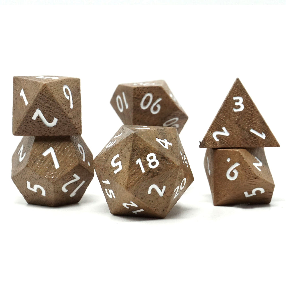 Wooden RPG Dice: Walnut (Mimic Dice)