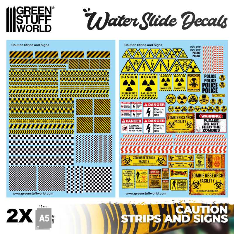 GSW: Waterslide Decals - Caution Strips & Signs