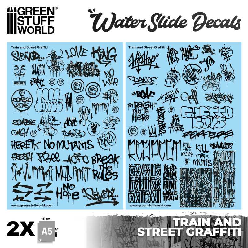 GSW: Waterslide Decals - Train & Street Graffiti - Black