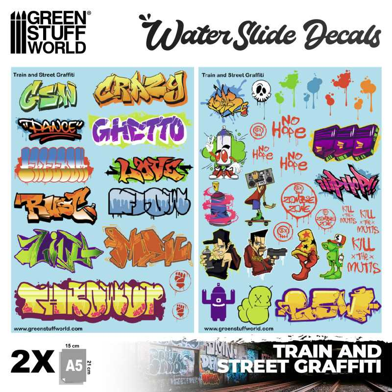 GSW: Waterslide Decals - Train & Street Graffiti - Colors