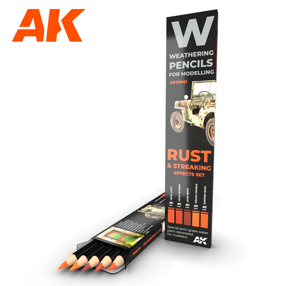AK Interactive Weathering Pencil Set: Rust and Streaking Effects