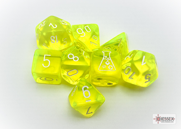 RPG Dice: Translucent - Neon Yellow/White (CHX30061)