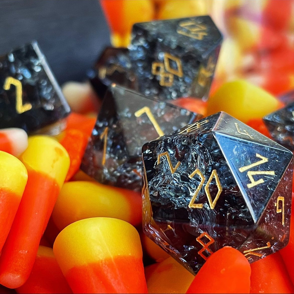 Gemstone RPG Dice: Zircon - Smoke, Shattered Effect (Norse Foundry)