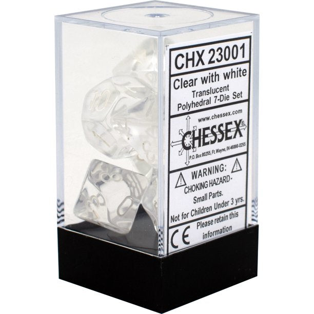 RPG Dice: Translucent Clear/White (CHX23001)