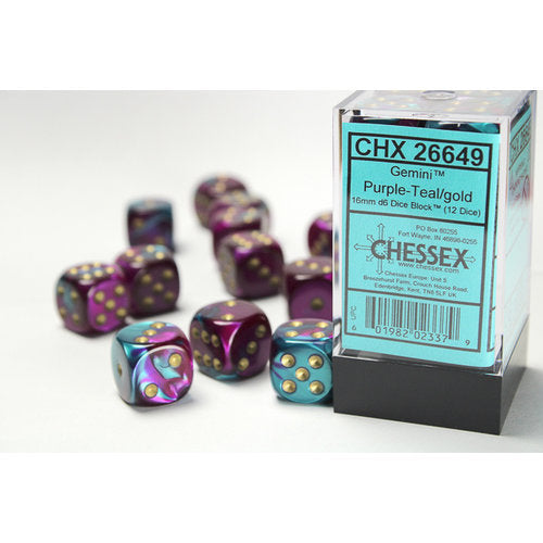 12D6 Set (16mm): Gemini Purple-Teal/Gold (CHX26649)