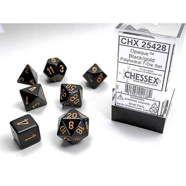 Opaque Black with Gold 16mm RPG Set (7)