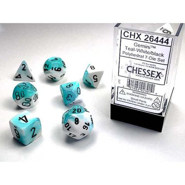 RPG Dice: Gemini Teal-White/Black (CHX26444)