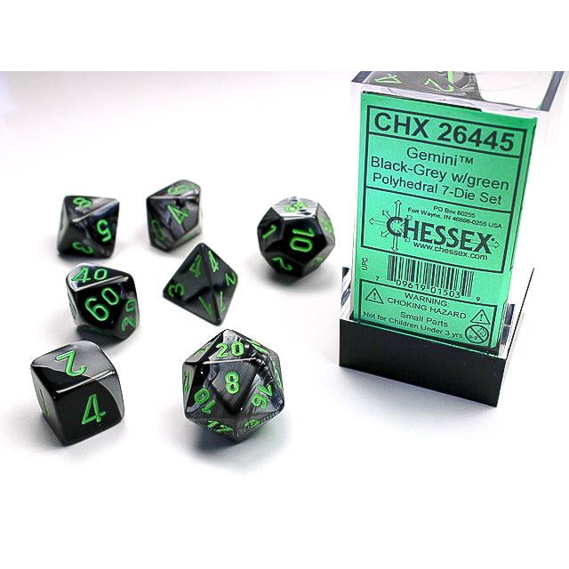 RPG Dice: Gemini Black-Grey/Green (CHX26445)