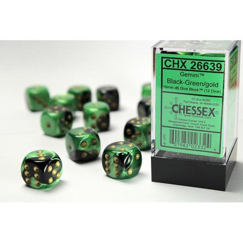 12D6 Set (16mm): Gemini Black-Green/Gold (CHX26639)