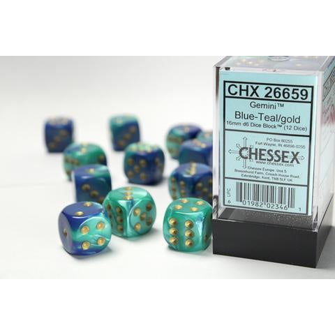 12D6 Set (16mm): Gemini Blue-Teal/Gold (CHX26659)