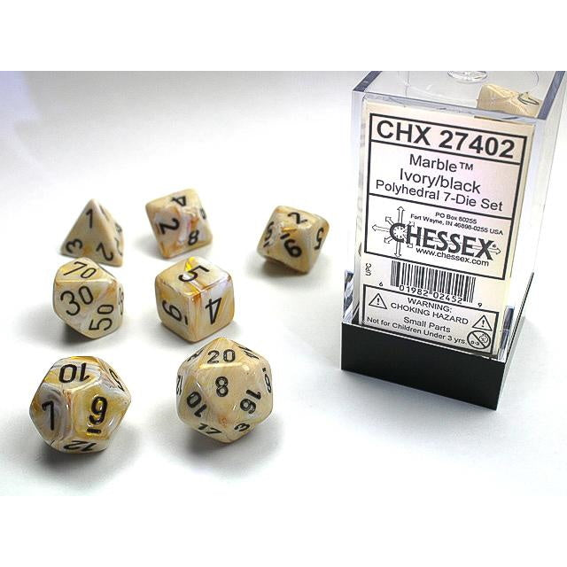 RPG Dice: Marble Ivory/Black (CHX27402)