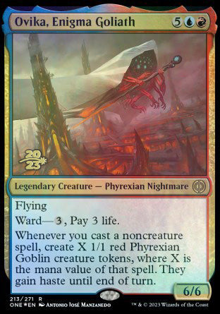 Ovika, Enigma Goliath [Phyrexia: All Will Be One Prerelease Promos]