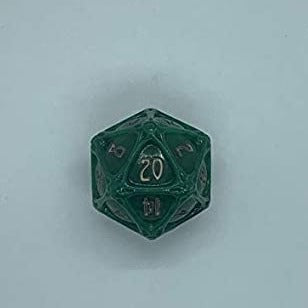 Polyhero Dice: D20 Orb Greenflame & Burnished Bronze