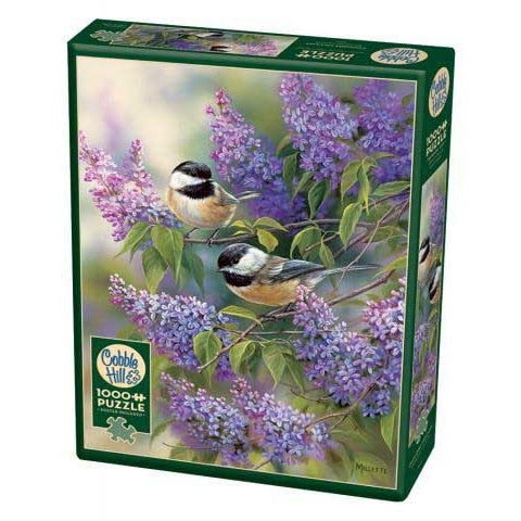 Cobble Hill Puzzles: 1000 Pieces: Chickadees and Lilacs