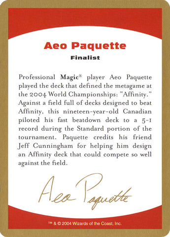 Aeo Paquette Bio [World Championship Decks 2004]