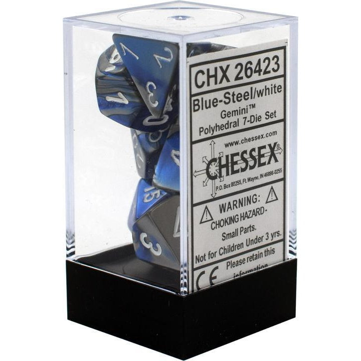 RPG Dice: Gemini Blue-Steel/White (CHX26423)