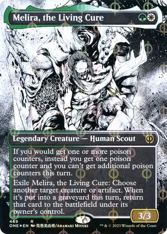 Melira, the Living Cure (Borderless Manga Step-and-Compleat Foil) [Phyrexia: All Will Be One]
