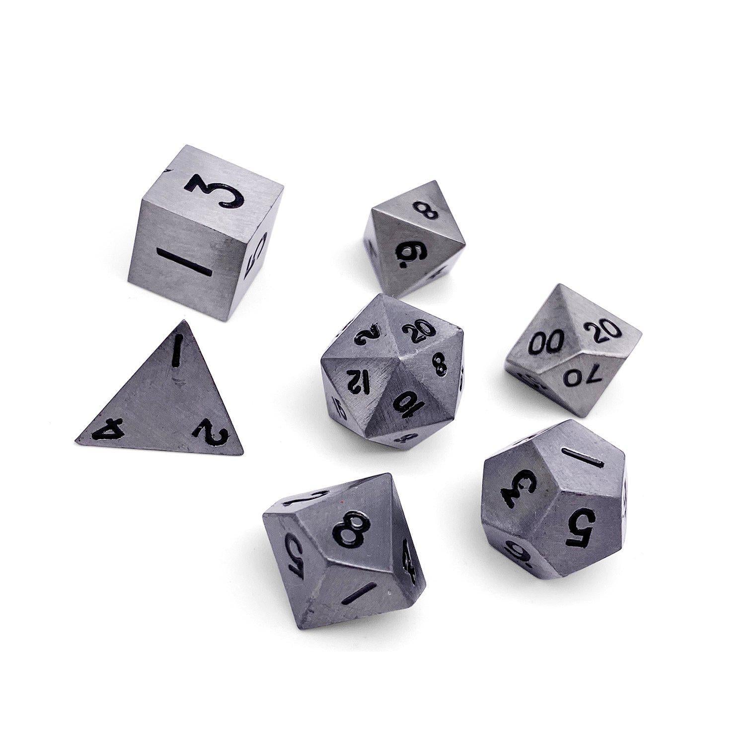 Aged Mithral Metal Dice Set