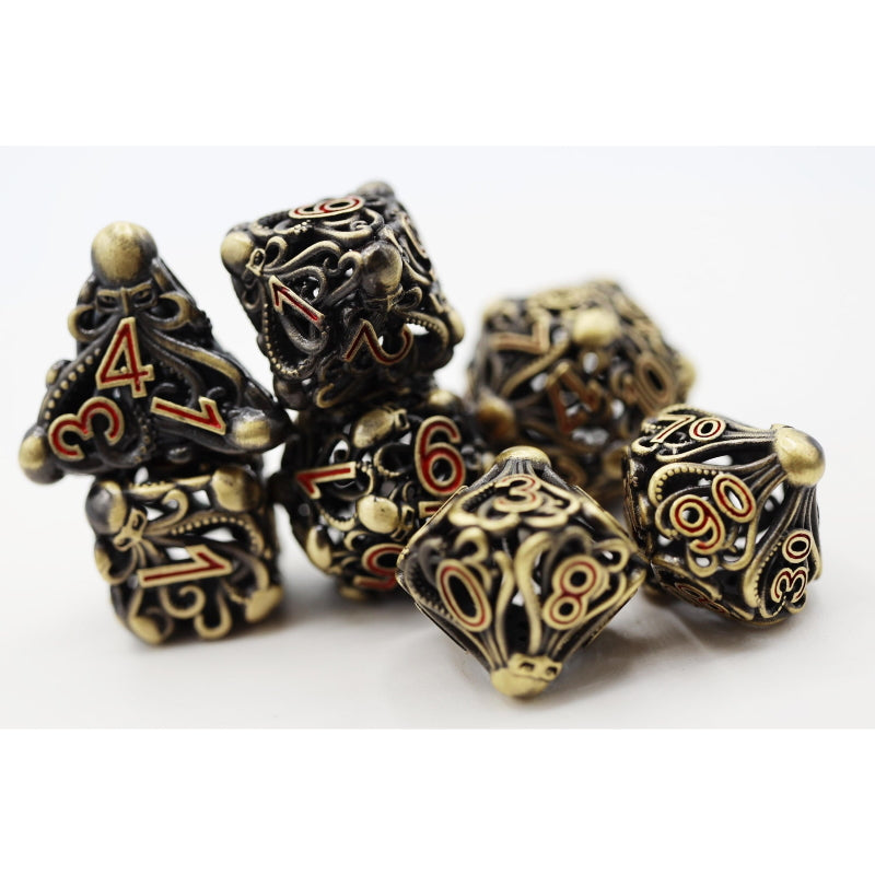 Mind Eater Hollow Bronze Metal Dice Set