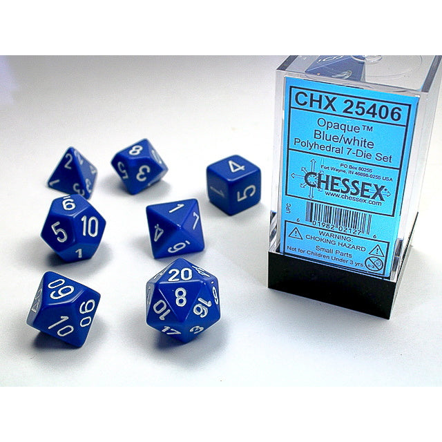 RPG Dice: Opaque Blue/White (CHX25406)