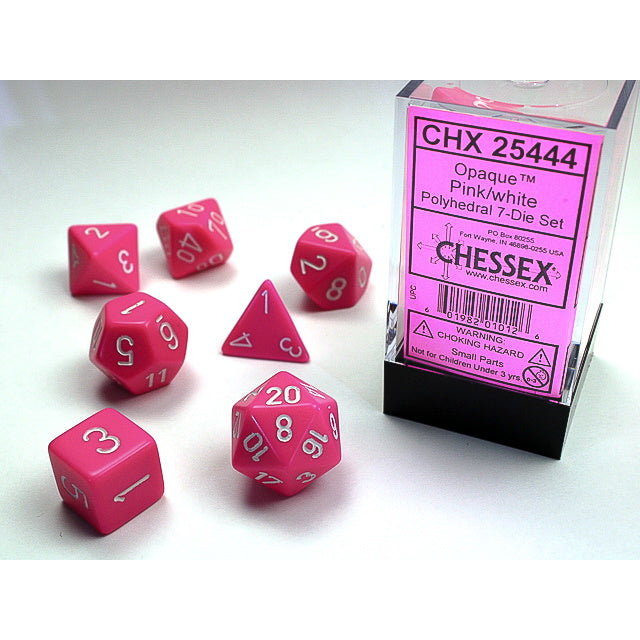 RPG Dice: Opaque Pink/White (CHX25444)