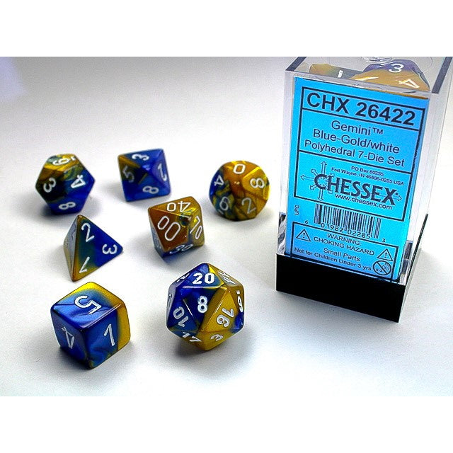 RPG Dice: Gemini Blue-Gold/White (CHX26422)