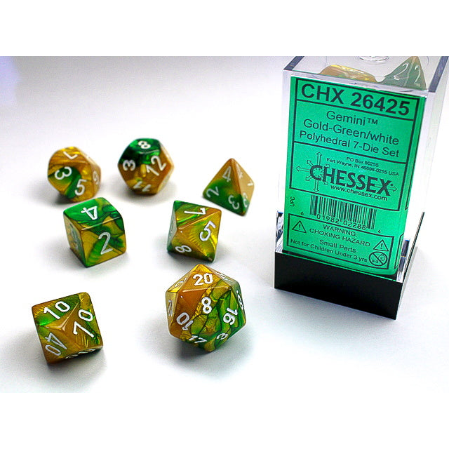 RPG Dice: Gemini Gold-Green/White (CHX26425)