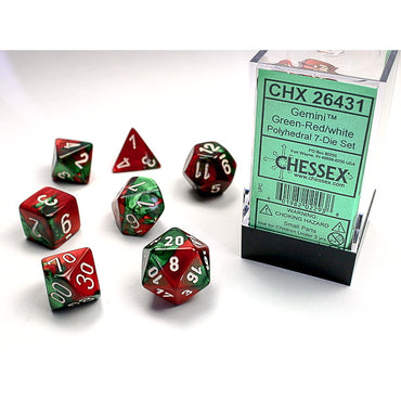 RPG Dice: Gemini Green-Red/White (CHX26431)