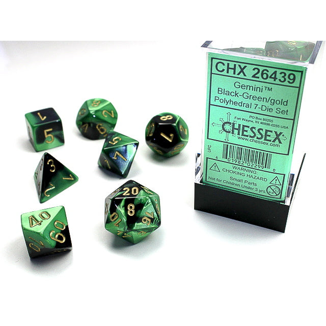 RPG Dice: Gemini Black-Green/Gold (CHX26439)