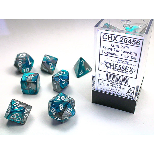 RPG Dice: Gemini Steel-Teal/White (CHX26456)