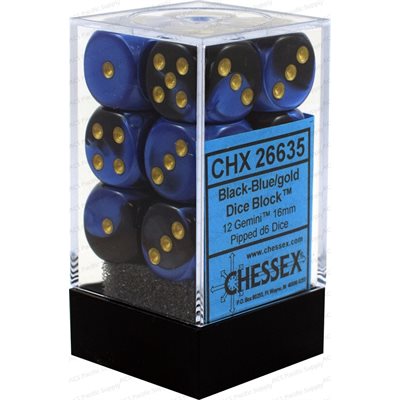 12D6 Set (16mm): Gemini Black-Blue/Gold (CHX26635)