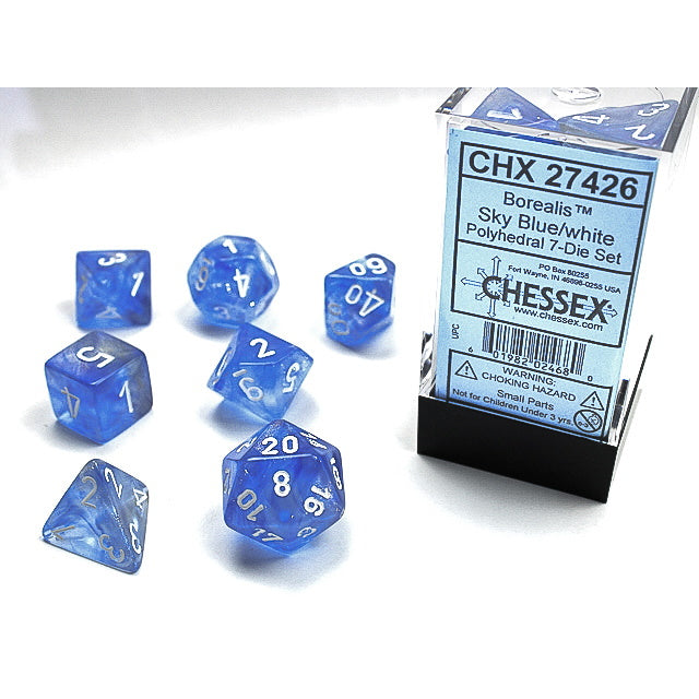 RPG Dice: Borealis Sky Blue/White (CHX27426)