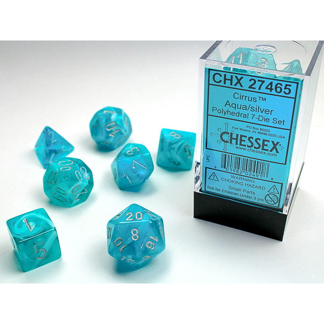 RPG Dice: Cirrus Aqua/Silver (CHX27465)