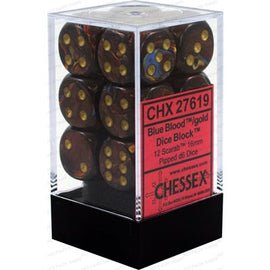 12D6 Set (16mm): Scarab Blue Blood/Gold (CHX27619)