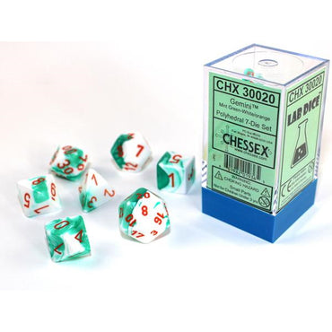 RPG Dice: Gemini Mint Green-White/Orange (CHX30020)