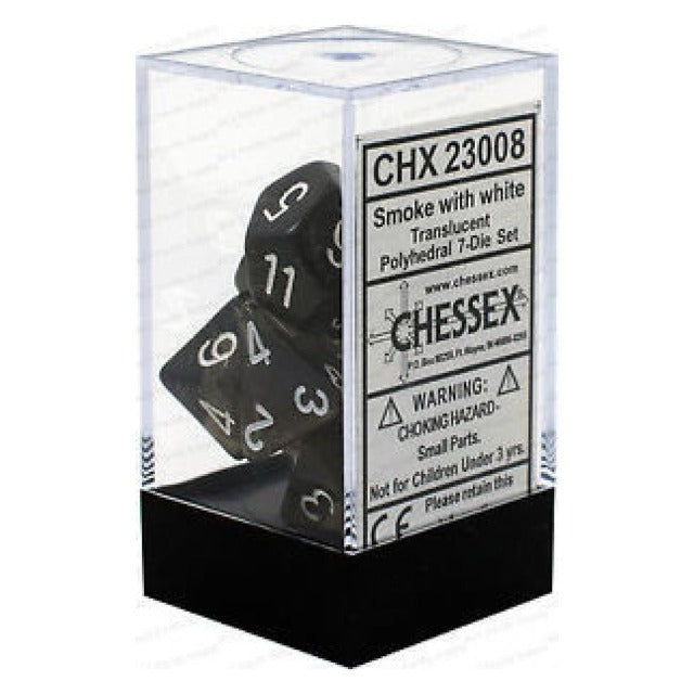 RPG Dice: Translucent Smoke/White (CHX23008)