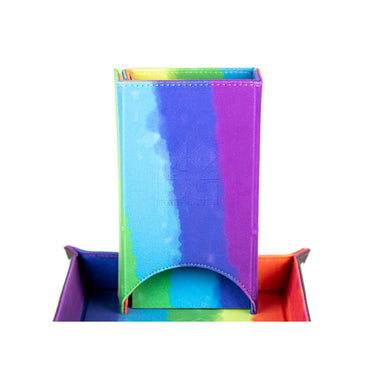 Velvet Fold Up Dice Tower: Watercolour Rainbow