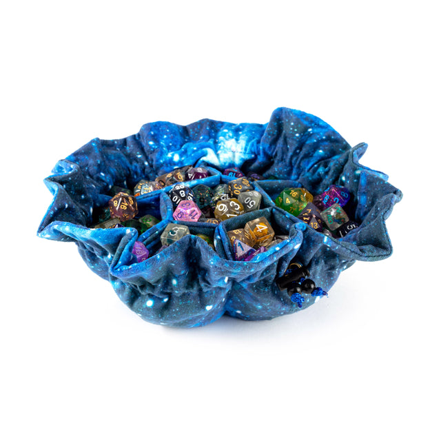 FanRoll: Velvet Compartment Dice Bag with Pockets - Galaxy