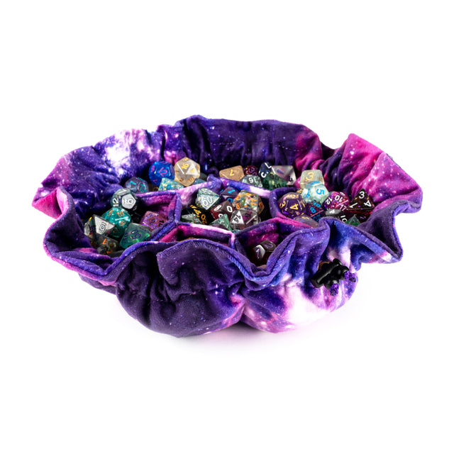 FanRoll: Velvet Compartment Dice Bag with Pockets - Nebula