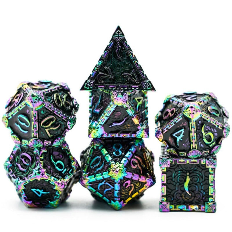 Metal RPG Dice: Dagger of Venom - Black Rainbow (Foam Brain)