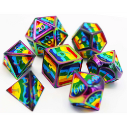 Metal RPG Dice: Rainbow Pride Flag (Foam Brain)