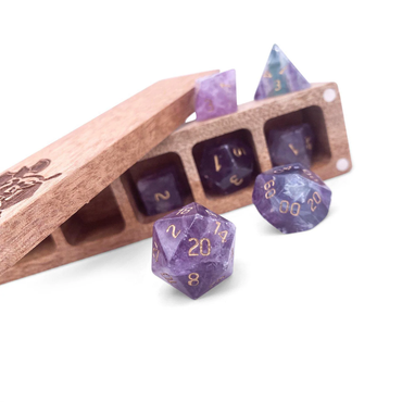 Purple Fluorite - 7 Piece RPG Gemstone Set