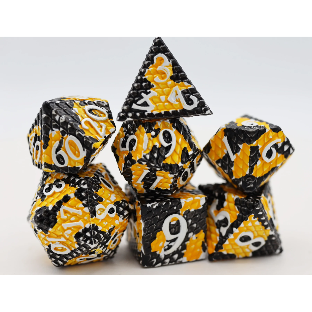 Foam Brain Dice: Bumblebee Dragon Scale RPG Metal Set