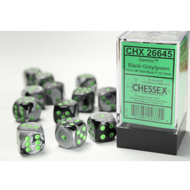 12D6 Set (16mm): Gemini Black-Grey/Green (CHX26645)