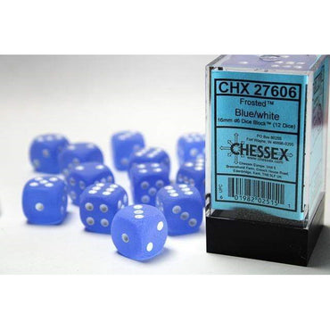 Frosted Blue with White 16mm D6 Set (12)