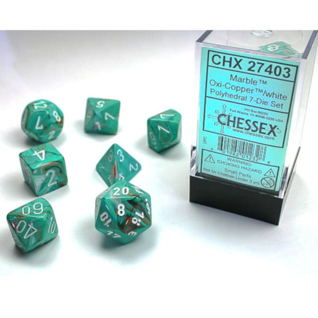 RPG Dice: Marble Oxi-Copper/White (CHX27403)